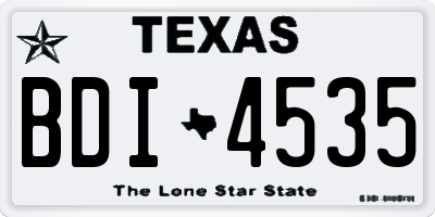 TX license plate BDI4535