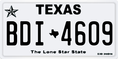 TX license plate BDI4609