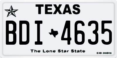 TX license plate BDI4635