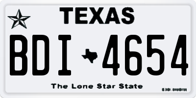 TX license plate BDI4654