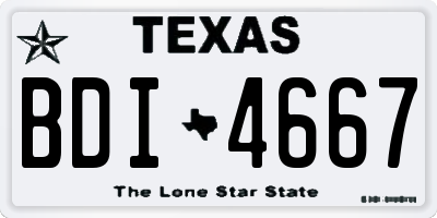 TX license plate BDI4667