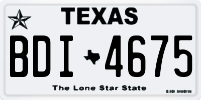 TX license plate BDI4675