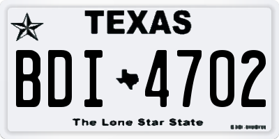 TX license plate BDI4702