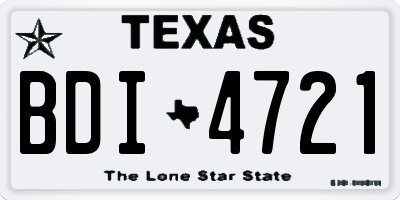 TX license plate BDI4721