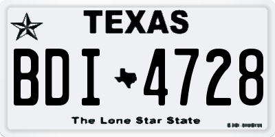 TX license plate BDI4728