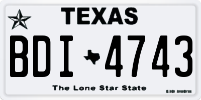 TX license plate BDI4743