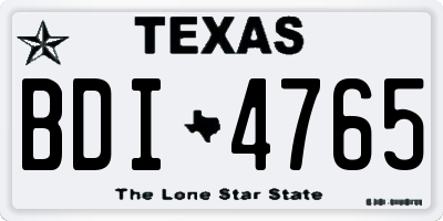 TX license plate BDI4765