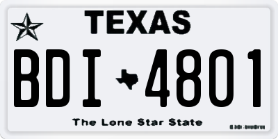 TX license plate BDI4801