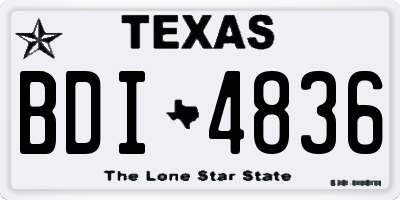 TX license plate BDI4836