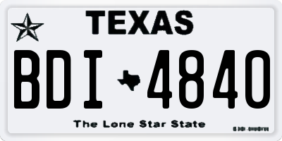 TX license plate BDI4840