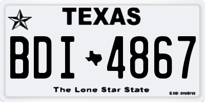 TX license plate BDI4867