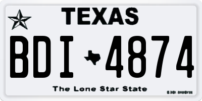 TX license plate BDI4874