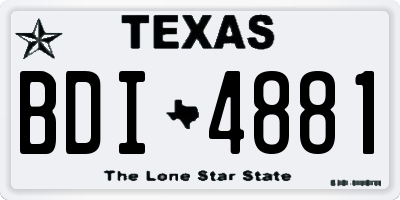 TX license plate BDI4881