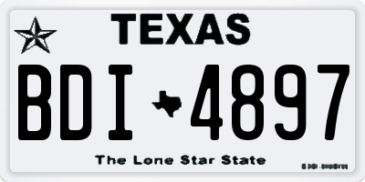 TX license plate BDI4897
