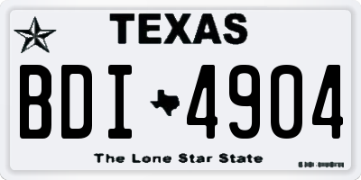 TX license plate BDI4904
