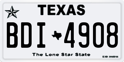 TX license plate BDI4908