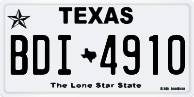 TX license plate BDI4910