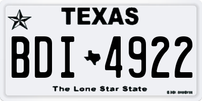 TX license plate BDI4922