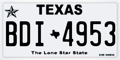 TX license plate BDI4953