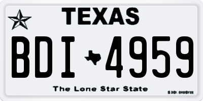 TX license plate BDI4959
