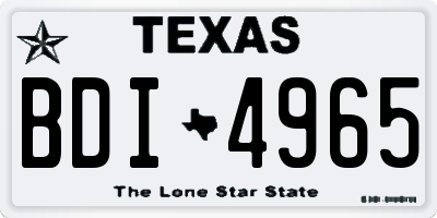 TX license plate BDI4965
