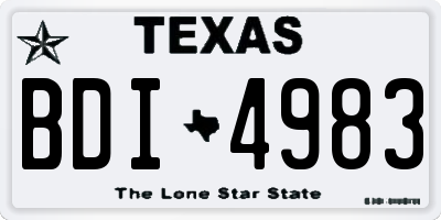 TX license plate BDI4983