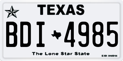 TX license plate BDI4985