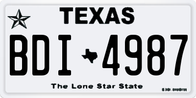 TX license plate BDI4987