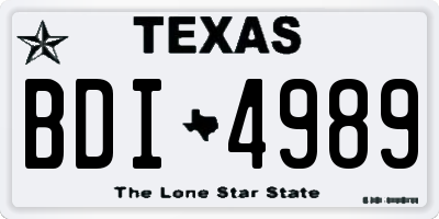 TX license plate BDI4989