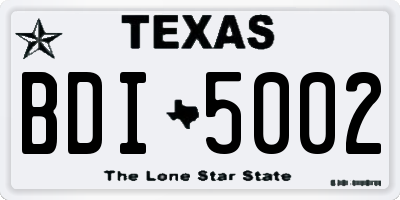 TX license plate BDI5002