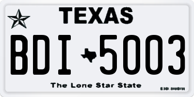 TX license plate BDI5003