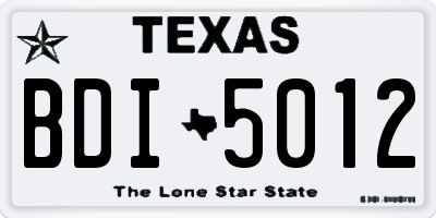 TX license plate BDI5012