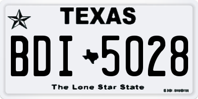 TX license plate BDI5028