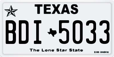 TX license plate BDI5033
