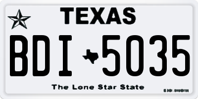 TX license plate BDI5035
