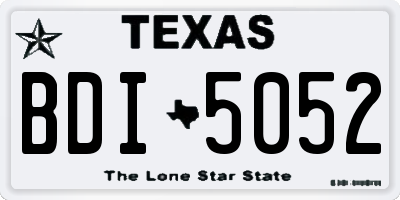 TX license plate BDI5052