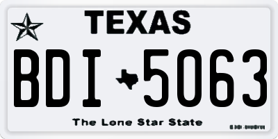 TX license plate BDI5063