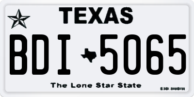TX license plate BDI5065