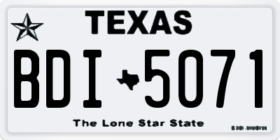 TX license plate BDI5071
