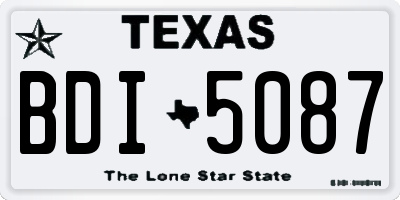 TX license plate BDI5087