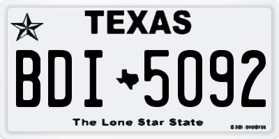 TX license plate BDI5092
