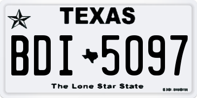TX license plate BDI5097