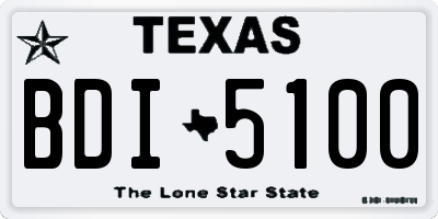 TX license plate BDI5100