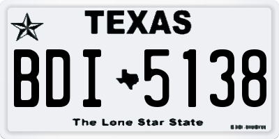 TX license plate BDI5138