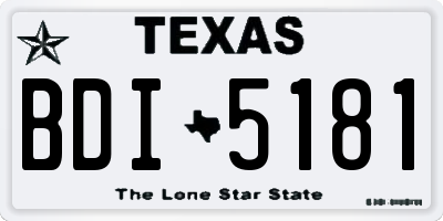 TX license plate BDI5181