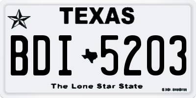 TX license plate BDI5203