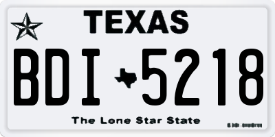 TX license plate BDI5218