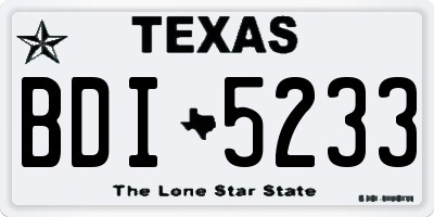 TX license plate BDI5233