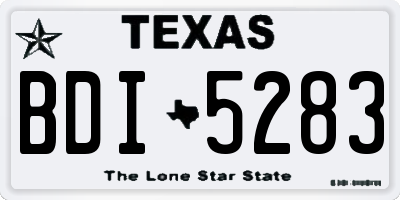TX license plate BDI5283
