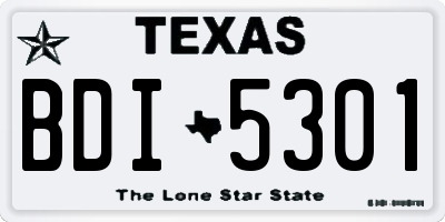 TX license plate BDI5301